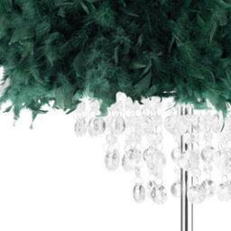 Happy Homewares Chandelier Style Forest Green Feather Floor Lamp With Waterfall Drops - thumbnail 3