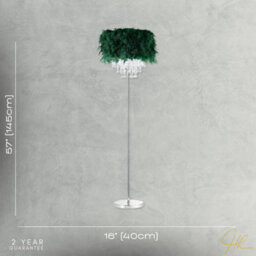 Happy Homewares Chandelier Style Forest Green Feather Floor Lamp With Waterfall Drops - thumbnail 5