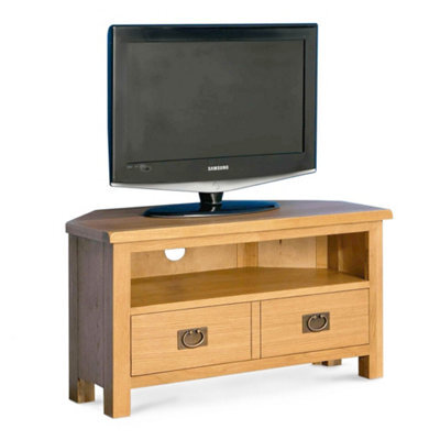 Surrey Oak 90Cm Corner Tv Unit - Fully Assembled By Roseland Furniture - image 1