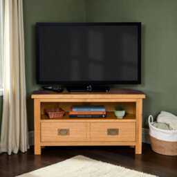 Surrey Oak 90Cm Corner Tv Unit - Fully Assembled By Roseland Furniture - thumbnail 2