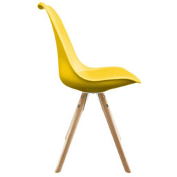 Fusion Living Soho Yellow Plastic Dining Chair With Pyramid Light Wood Legs - thumbnail 6