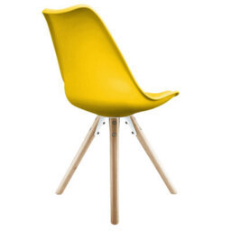 Fusion Living Soho Yellow Plastic Dining Chair With Pyramid Light Wood Legs - thumbnail 5