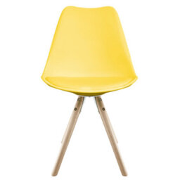 Fusion Living Soho Yellow Plastic Dining Chair With Pyramid Light Wood Legs - thumbnail 7
