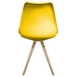Fusion Living Soho Yellow Plastic Dining Chair With Pyramid Light Wood Legs - thumbnail 4