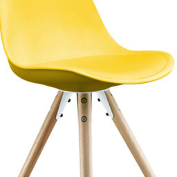 Fusion Living Soho Yellow Plastic Dining Chair With Pyramid Light Wood Legs - thumbnail 3