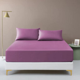 "Ameha Fitted Sheet-40Cm Extra Deep Pocket Elastic Corners Soft Microfiber Fitted Sheet 16"" (Purple, Super King 180X200Cm)" - thumbnail 2
