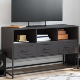 Berkfield Tv Cabinet Black 100.5X39X60.5 Cm Steel - thumbnail 1