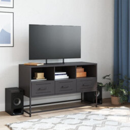 Berkfield Tv Cabinet Black 100.5X39X60.5 Cm Steel - thumbnail 3