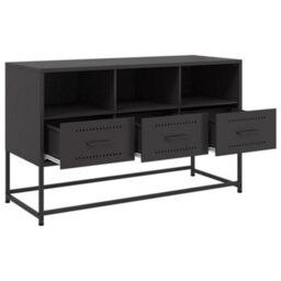 Berkfield Tv Cabinet Black 100.5X39X60.5 Cm Steel - thumbnail 9