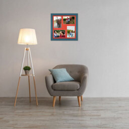 AK Frames 12X12 Navy Blue Modern Multi Photo Frame With Poppy Red Mount - Holds 4 Apertures (4X) 6X4 Photos - thumbnail 3