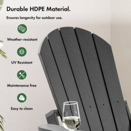 Vonhaus Black Adirondack Chair, Reclining Slatted Garden Chair, Weather Resistant Hdpe Outdoor Armchair For Patio, Westport - thumbnail 4