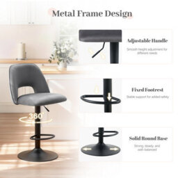 Sonara Adjustable Upholstered Velvet Bar Stools With Gas-Lift, Swivel And Footrest - thumbnail 3