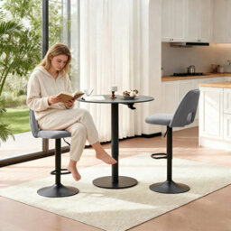Sonara Adjustable Upholstered Velvet Bar Stools With Gas-Lift, Swivel And Footrest - thumbnail 7