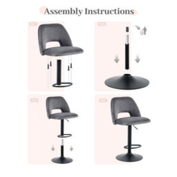Sonara Adjustable Upholstered Velvet Bar Stools With Gas-Lift, Swivel And Footrest - thumbnail 6
