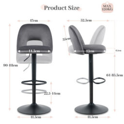 Sonara Adjustable Upholstered Velvet Bar Stools With Gas-Lift, Swivel And Footrest - thumbnail 5