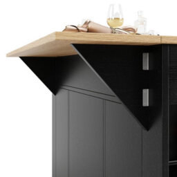 Btm Kitchen Island 151.5X60X91.7Cm, Removable Partitions, Worktop Cabinet   Dining Trolley, Black - thumbnail 9