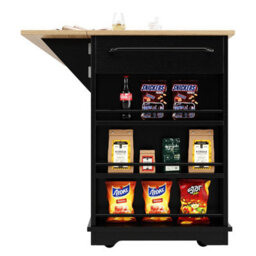 Btm Kitchen Island 151.5X60X91.7Cm, Removable Partitions, Worktop Cabinet   Dining Trolley, Black - thumbnail 5