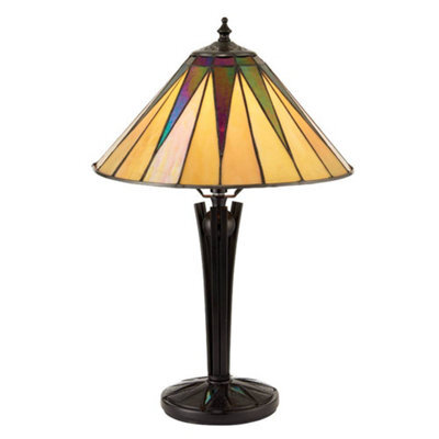 Luminosa Lighting Luminosa Dark 1 Light Small Table Lamp Black, Tiffany Style Glass, E14 - image 1