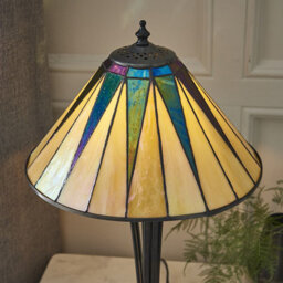 Luminosa Lighting Luminosa Dark 1 Light Small Table Lamp Black, Tiffany Style Glass, E14 - thumbnail 3