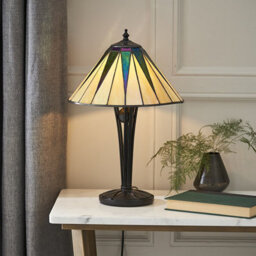 Luminosa Lighting Luminosa Dark 1 Light Small Table Lamp Black, Tiffany Style Glass, E14 - thumbnail 2
