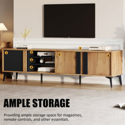 Abrihome Tv Stand, Tv Cabinet For Up To 80 Inch Tv, Tv Table With 3 Storage Compartments & 3 Open Shelves - thumbnail 4
