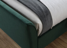 Save On Goods UK 4Ft6 Double Green, Soft Velvet Fabric Upholstered Bed Frame.pleated High Foot End Bedstead - thumbnail 3