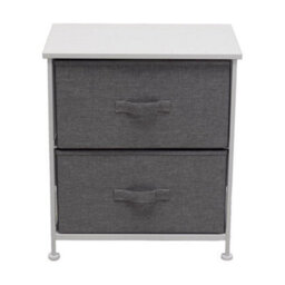 Fwstyle White 2 Drawer Bedside Chest Of Drawers Fabric Storage Unit - thumbnail 4