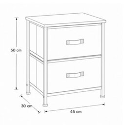 Fwstyle White 2 Drawer Bedside Chest Of Drawers Fabric Storage Unit - thumbnail 5