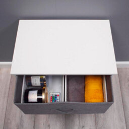 Fwstyle White 2 Drawer Bedside Chest Of Drawers Fabric Storage Unit - thumbnail 3