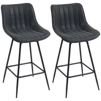 Wyld Haus Lono Set Of 2 Black Faux Leather Swivel Counter Stools With Stainless Steel Frame - image 1