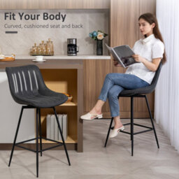 Wyld Haus Lono Set Of 2 Black Faux Leather Swivel Counter Stools With Stainless Steel Frame - thumbnail 6