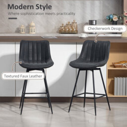 Wyld Haus Lono Set Of 2 Black Faux Leather Swivel Counter Stools With Stainless Steel Frame - thumbnail 4