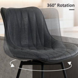 Wyld Haus Lono Set Of 2 Black Faux Leather Swivel Counter Stools With Stainless Steel Frame - thumbnail 5