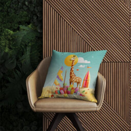 Warren Reed Designer A Giraffe On A Beach Holiday Outdoor Cushion 45Cm X 45Cm - thumbnail 2