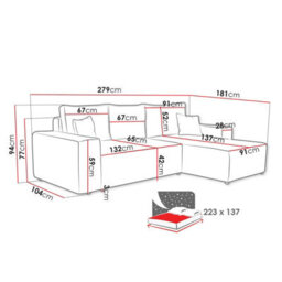 Malaga L Shaped Mdf Corner Sofa Bed Has Storage Dl Pull Out Seat Loose Back Cushions 279X94X181 Cream Corduroy Right - thumbnail 5