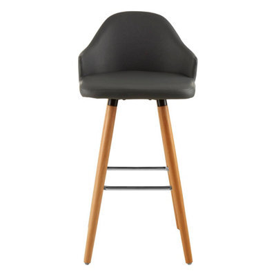 Orsina Grey Faux Leather Bar Stool, Comfortable Seating Leather Barseat, Leather Kitchen Bar Stool - image 1