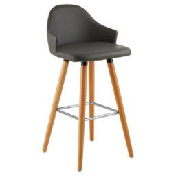 Orsina Grey Faux Leather Bar Stool, Comfortable Seating Leather Barseat, Leather Kitchen Bar Stool - thumbnail 2