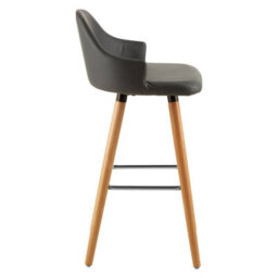Orsina Grey Faux Leather Bar Stool, Comfortable Seating Leather Barseat, Leather Kitchen Bar Stool - thumbnail 3