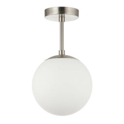 Happy Homewares Traditional Glass Globe Ip44 Bathroom Ceiling Light Fixture In Satin Nickel - thumbnail 2