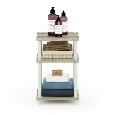 Walplus Furinno Just 3-Tier Turn-N-Tube End Table, Sonoma Oak/white Side Table - image 1