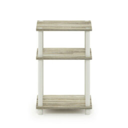 Walplus Furinno Just 3-Tier Turn-N-Tube End Table, Sonoma Oak/white Side Table - thumbnail 4