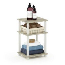 Walplus Furinno Just 3-Tier Turn-N-Tube End Table, Sonoma Oak/white Side Table - thumbnail 2
