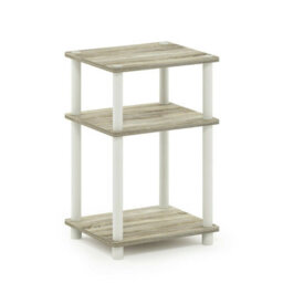 Walplus Furinno Just 3-Tier Turn-N-Tube End Table, Sonoma Oak/white Side Table - thumbnail 3