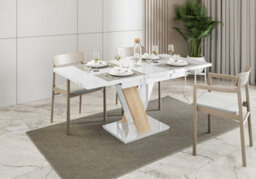 White / Sonoma Gloss  Table Small Kitchen Extending 120 160Cm X Leg 6 To 10 Seater - thumbnail 3