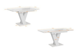 White / Sonoma Gloss  Table Small Kitchen Extending 120 160Cm X Leg 6 To 10 Seater - thumbnail 7