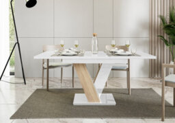 White / Sonoma Gloss  Table Small Kitchen Extending 120 160Cm X Leg 6 To 10 Seater - thumbnail 4
