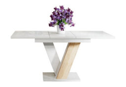White / Sonoma Gloss  Table Small Kitchen Extending 120 160Cm X Leg 6 To 10 Seater - thumbnail 5