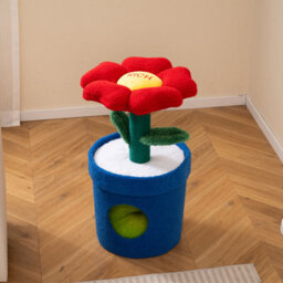 Costway Cute Cat Tree For Indoor Cats Kitten Tower With Flower Padded Perch-Red - thumbnail 2