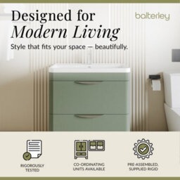 Balterley Aldershawe Contemporary Floor Standing 2 Drawer Bathroom Vanity Unit & Polymarble Basin, Satin Green, 800mm - thumbnail 3