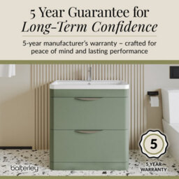 Balterley Aldershawe Contemporary Floor Standing 2 Drawer Bathroom Vanity Unit & Polymarble Basin, Satin Green, 800mm - thumbnail 6